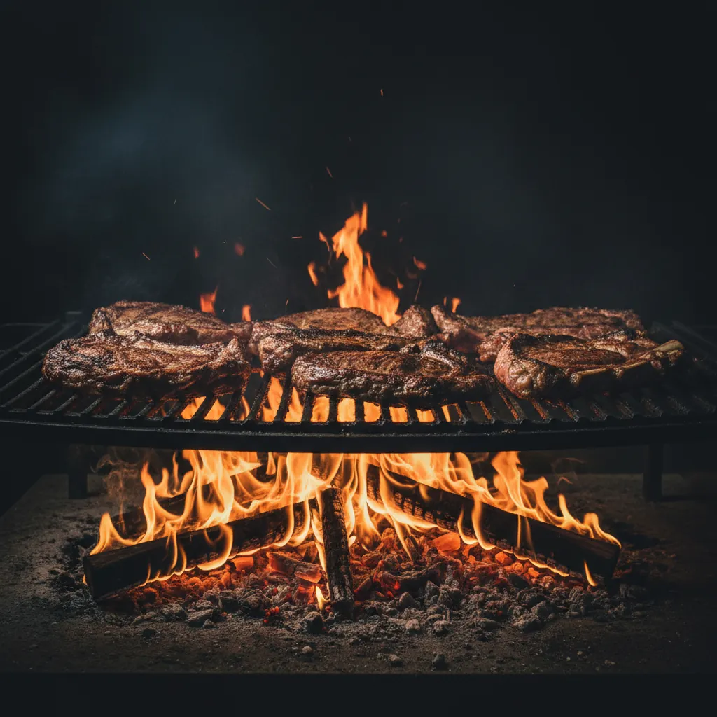 Argentijns asado grillen boven gloeiende houtskool
